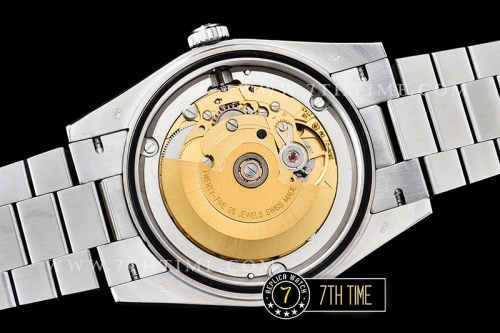 DayDate 228206 SS/SS Diamonds Crested Bezel Black Dial with Baugette Diamond Markers Swiss 2836