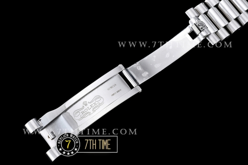 DayDate 228206 SS/SS Diamonds Crested Bezel Silver White Dial with Baugette Diamond Markers Swiss 2836