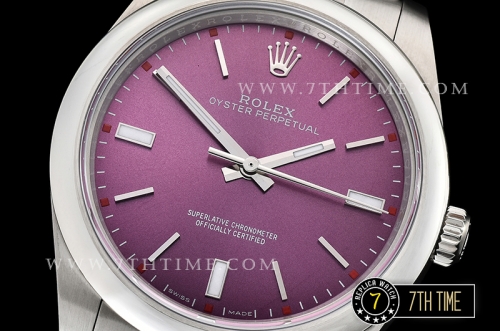 Oyster Perpetual 39mm 114300 Red Grape Dial with Stick Markers 316F Rolesor Oyster Bracelet Asia2836