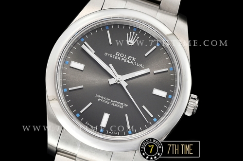 Oyster Perpetual 39mm 114300 Rhodium Grey Dial with Stick Markers Asia 3132