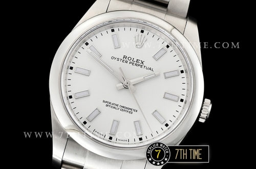 Oyster Perpetual 39mm 114300 White Dial with Stick Markers 904L Asia 3132