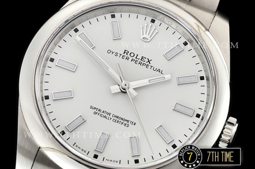 Oyster Perpetual 39mm 114300 White Dial with Stick Markers 904L Asia 3132