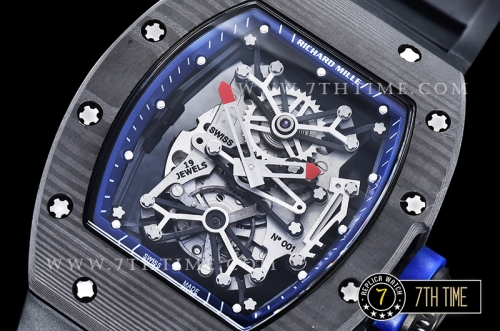 Richard Mille RM001 RM001 Tourbillon FC/VRU Custom Movement Blue Inner Bezel Black Rubber Strap
