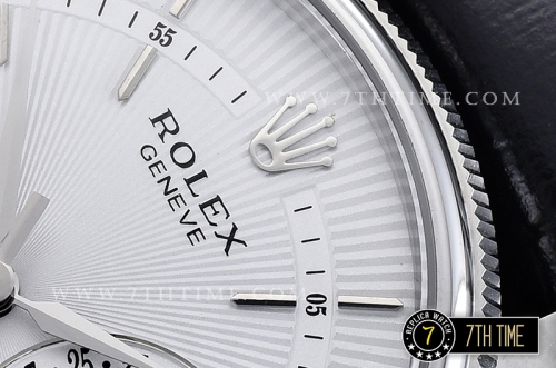 Cellini Date 39mm White Guilloche Dial with Stick Markers Black Croc Print Calf Leather Strap