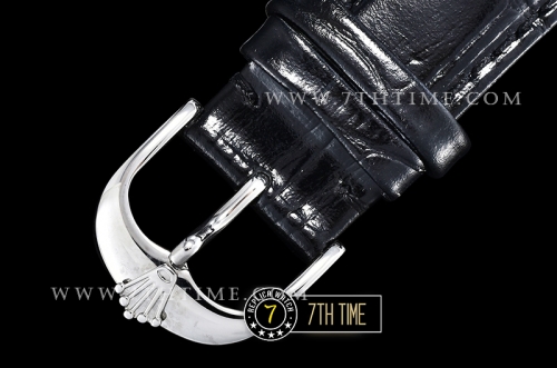 Cellini Date 39mm White Guilloche Dial with Stick Markers Black Croc Print Calf Leather Strap