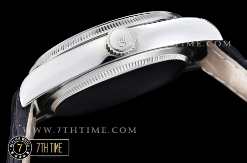 Cellini Date 39mm White Guilloche Dial with Stick Markers Black Croc Print Calf Leather Strap