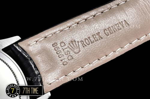 Cellini Date 39mm Black Guilloche Dial with Stick Markers Black Croc Print Calf Leather Strap