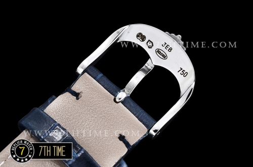 Cellini Date 39mm Blue Guilloche Dial with Stick Markers Blue Croc Print Calf Leather Strap