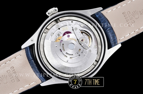 Cellini Date 39mm Blue Guilloche Dial with Stick Markers Blue Croc Print Calf Leather Strap