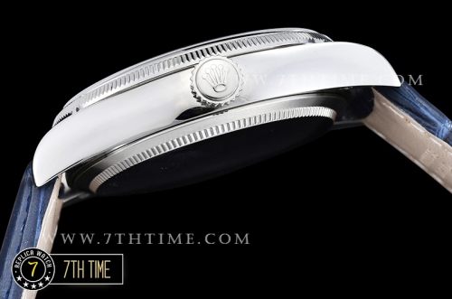Cellini Date 39mm Blue Guilloche Dial with Stick Markers Blue Croc Print Calf Leather Strap