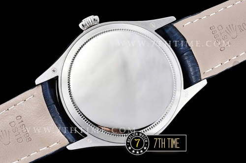 Cellini Date 39mm Blue Guilloche Dial with Stick Markers Blue Croc Print Calf Leather Strap