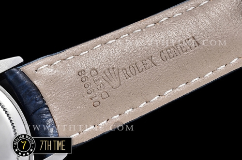 Cellini Date 39mm Blue Guilloche Dial with Stick Markers Blue Croc Print Calf Leather Strap
