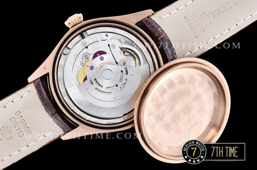 Cellini Date 39mm 18K Rose Gold Thick Plated on SS Steel White Guilloche Dial with Rose Gold Stick Markers Brown Croc Print Calf Leather Strap