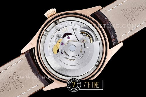 Cellini Date 39mm 18K Rose Gold Thick Plated on SS Steel White Guilloche Dial with Rose Gold Stick Markers Brown Croc Print Calf Leather Strap
