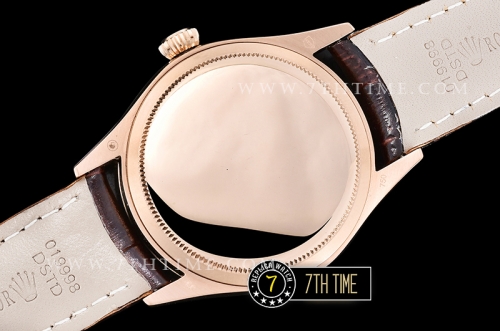 Cellini Date 39mm 18K Rose Gold Thick Plated on SS Steel White Guilloche Dial with Rose Gold Stick Markers Brown Croc Print Calf Leather Strap