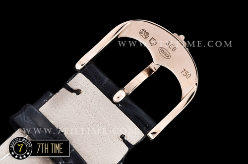 Cellini Date 39mm 18K Rose Gold Thick Plated on SS Steel Black Guilloche Dial with Rose Gold Stick Markers Black Croc Print Calf Leather Strap