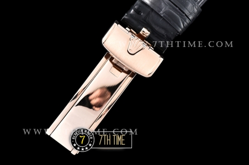 Cellini 50535 Moonphase 18K Rose Gold Thick Plated on SS Steel 316F White Dial with Numeral Markers Black Embossed Croc Print Calf Leather Strap