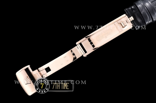 Cellini 50535 Moonphase 18K Rose Gold Thick Plated on SS Steel 316F White Dial with Numeral Markers Black Embossed Croc Print Calf Leather Strap