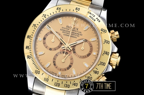 Daytona Two Tone YG/SS Gold Dial Gold Stick A7750
