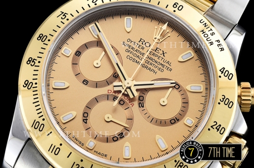 Daytona Two Tone YG/SS Gold Dial Gold Stick A7750