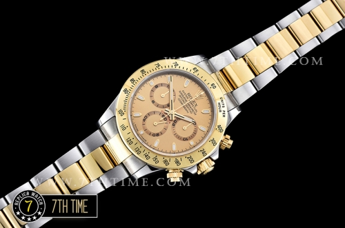 Daytona Two Tone YG/SS Gold Dial Gold Stick A7750