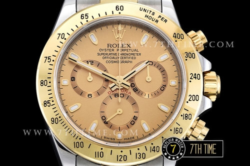 Daytona Two Tone YG/SS Gold Dial Gold Stick A7750