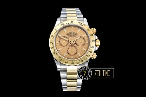 Daytona Two Tone YG/SS Gold Dial Gold Stick A7750