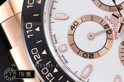 Daytona Ceramic Bezel RG/RU White Stick Dial Ultimate A7750 Mod