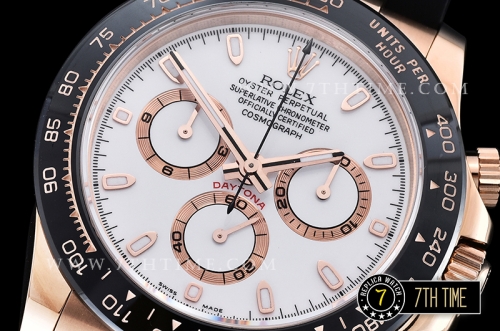 Daytona Ceramic Bezel RG/RU White Stick Dial Ultimate A7750 Mod