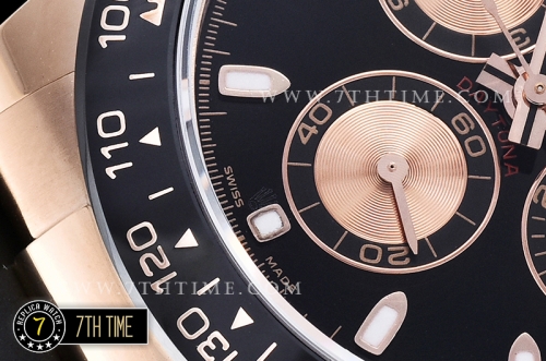 Daytona Ceramic Bezel RG/RU Black Stick Dial Ultimate A7750 Mod