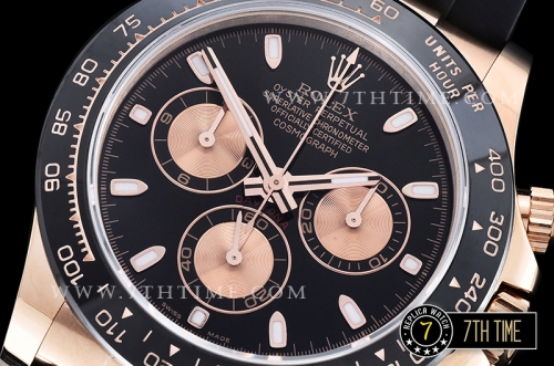 Daytona Ceramic Bezel RG/RU Black Stick Dial Ultimate A7750 Mod