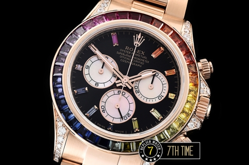 Daytona 116595 Rainbow RG/RG Black Dial A7750 4130 Mod