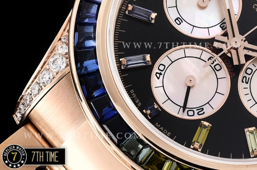 Daytona 116595 Rainbow RG/RG Black Dial A7750 4130 Mod