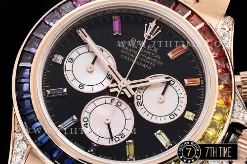 Daytona 116595 Rainbow RG/RG Black Dial A7750 4130 Mod