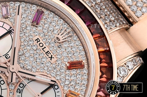 Daytona 116595 Rainbow RG/RG Full Diamond Paved Dial Dial A7750 4130 Mod