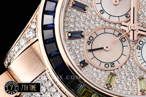 Daytona 116595 Rainbow RG/RG Full Diamond Paved Dial Dial A7750 4130 Mod