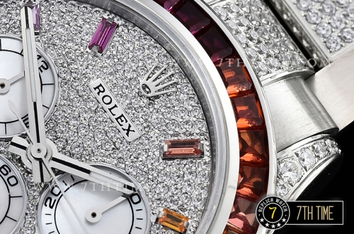 Daytona 116599 Rainbow SS/SS Full Diamond Paved Dial Dial A7750 4130 Mod