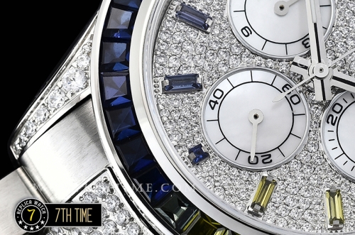 Daytona 116599 Rainbow SS/SS Full Diamond Paved Dial Dial A7750 4130 Mod