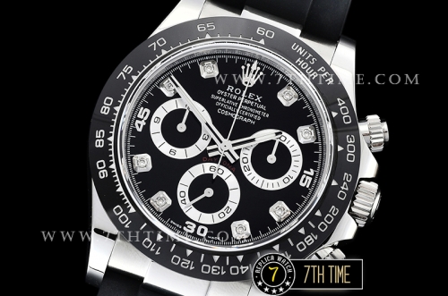 Daytona 116519 904L Ceramic Bezel Black Dial Diamond Markers A4130 Mod