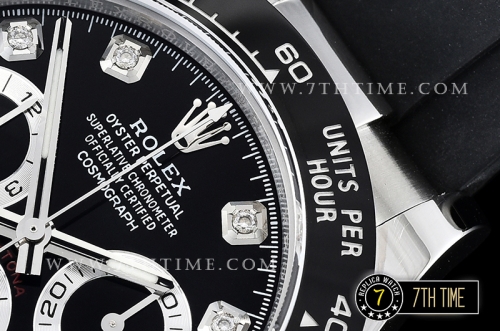 Daytona 116519 904L Ceramic Bezel Black Dial Diamond Markers A4130 Mod