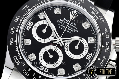 Daytona 116519 904L Ceramic Bezel Black Dial Diamond Markers A4130 Mod