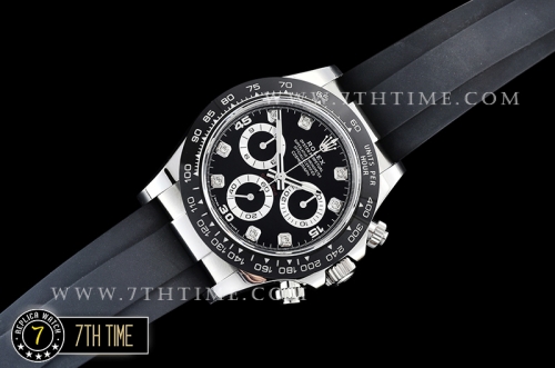 Daytona 116519 904L Ceramic Bezel Black Dial Diamond Markers A4130 Mod