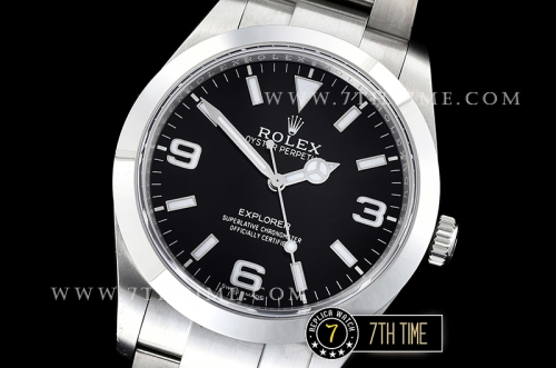 Explorer 1 Ref.214270 39mm Black Dial with Large 3,6,9 & Stick Markers Solid Stainless Steel 904L Platinum Plated Asia Clone 3132