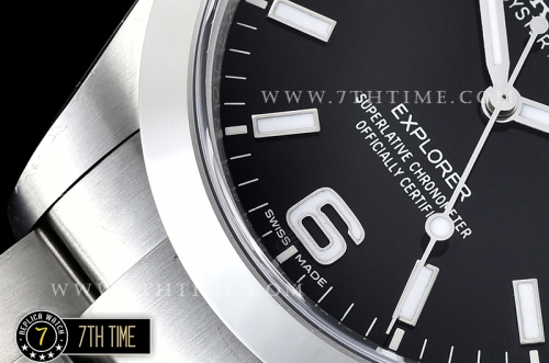 Explorer 1 Ref.214270 39mm Black Dial with Large 3,6,9 & Stick Markers Solid Stainless Steel 904L Platinum Plated Asia Clone 3132