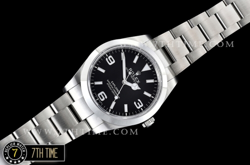 Explorer 1 Ref.214270 39mm Black Dial with Large 3,6,9 & Stick Markers Solid Stainless Steel 904L Platinum Plated Asia Clone 3132