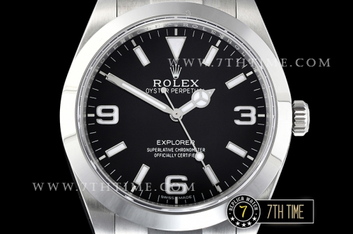 Explorer 1 Ref.214270 39mm Black Dial with Large 3,6,9 & Stick Markers Solid Stainless Steel 904L Platinum Plated Asia Clone 3132