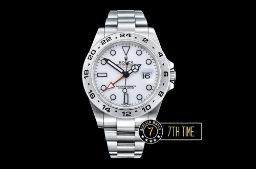 Explorer II Ref.216570 42mm White Dial with Round Markers Asia Clone 3187 Automatic GMT movement Solid Stainless Steel 316F