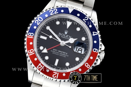 GMT Master II Ref.16710 Pepsi SS/SS Black Dial Asia 3186 Mod