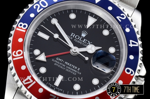 GMT Master II Ref.16710 Pepsi SS/SS Black Dial Asia 3186 Mod