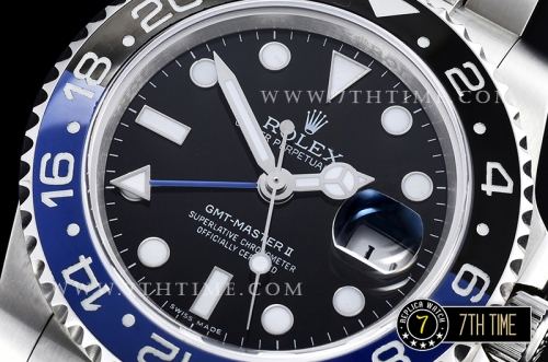 GMT Master II "Batman" Blue/Black SS/SS Black Dial A3186 Mod